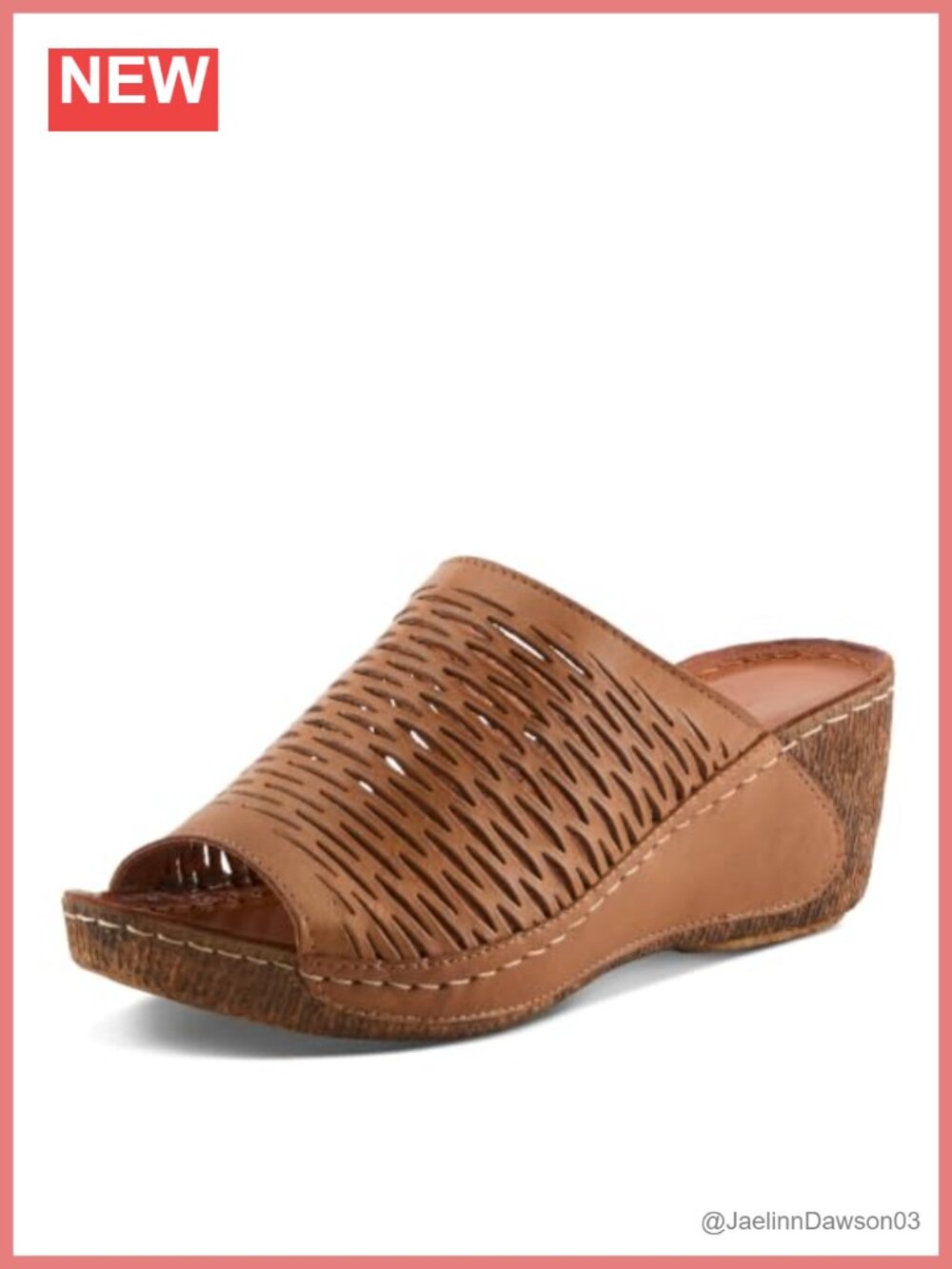 Women's Leather Wedge Sandals Slip On Breathable 2.5" Heel